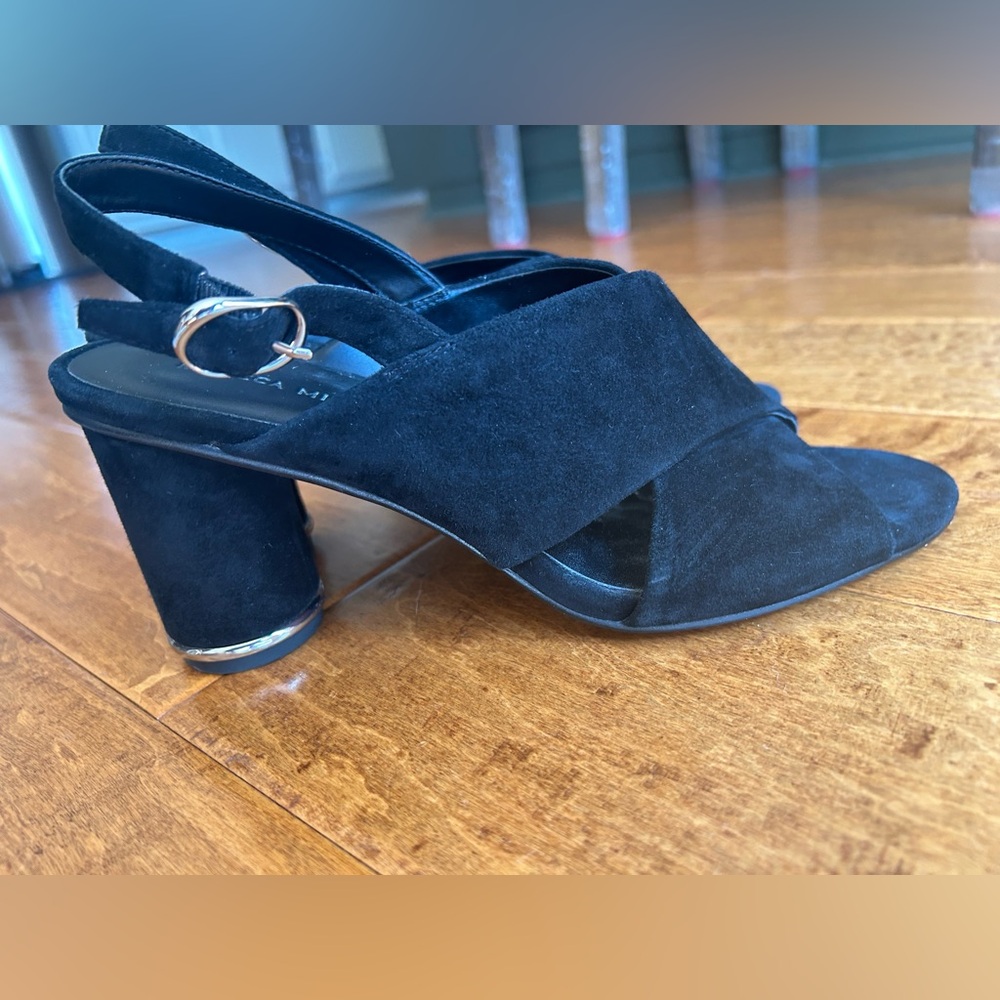 Rebecca Minkoff- Aaiden Suede Slingback Sandals (Black) - Size 8